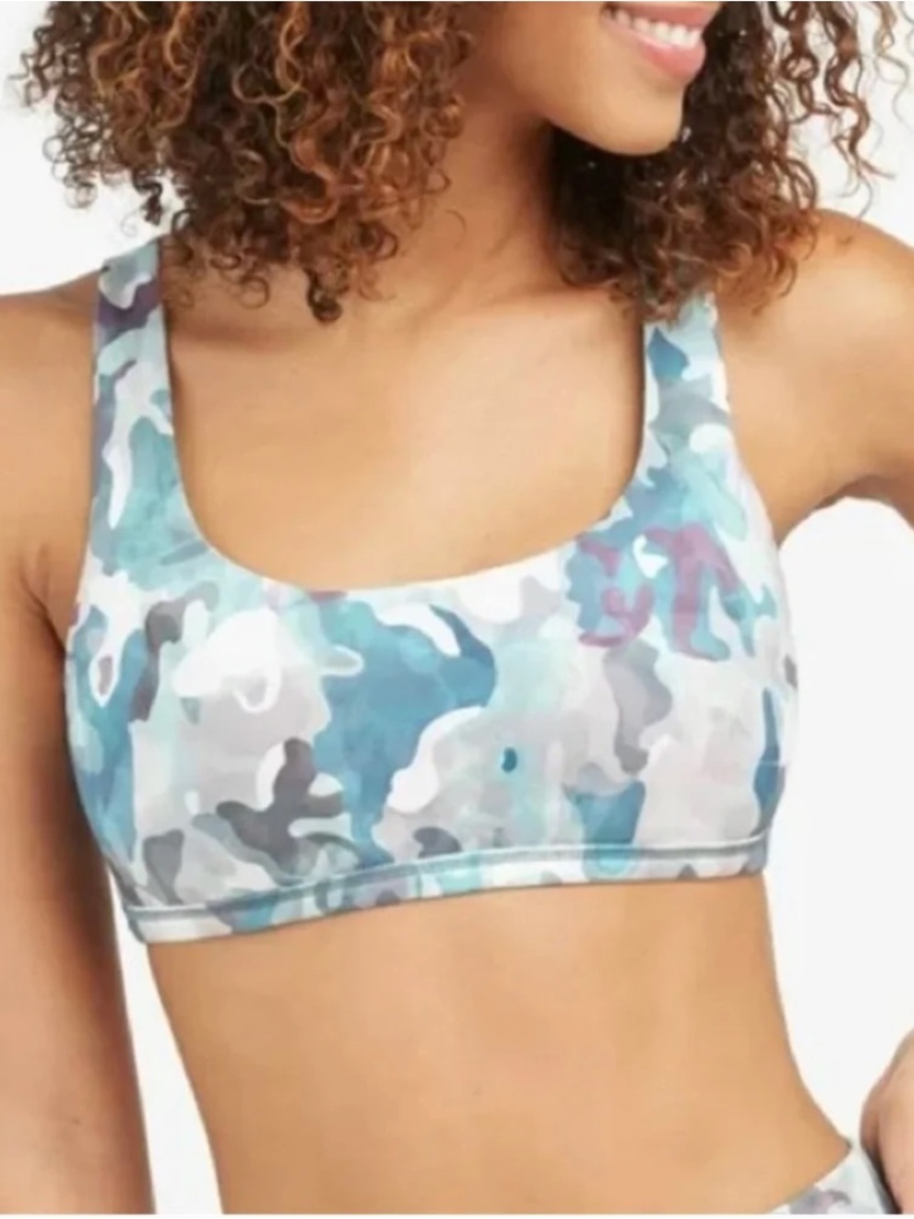 Spanx Camouflage Print Green Sports Bra w/pads. Brand New